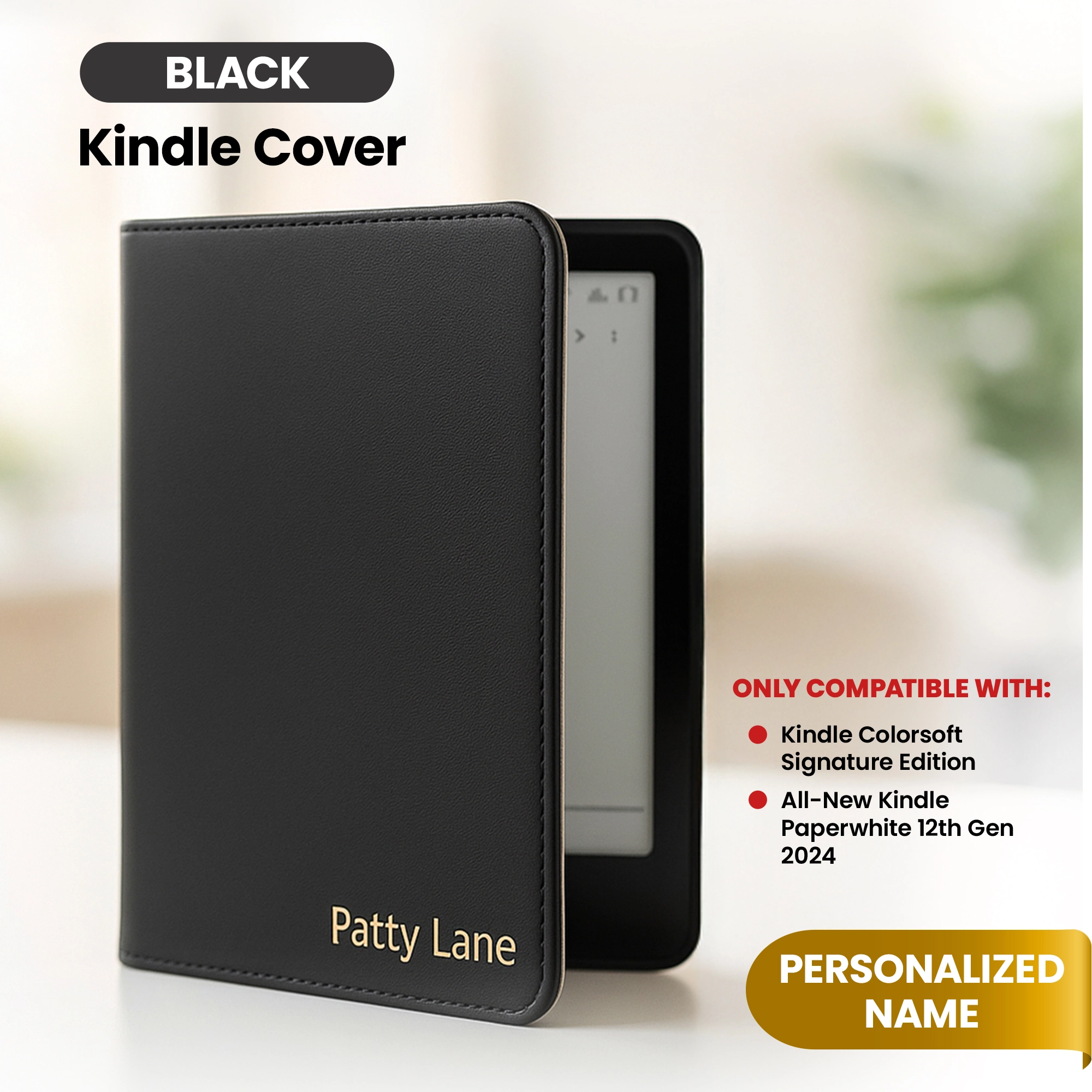 Kindle Leather Case- Black